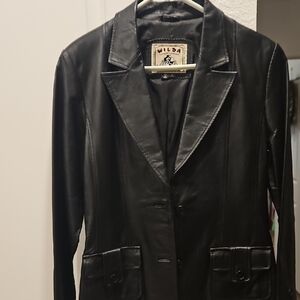 Wilda Classic Black Leather Jacket -preowned Vintage
